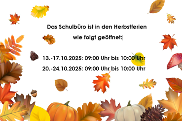Öffnungszeiten in den Herbstferien (13.10.2025 - 26.10.2025)!
