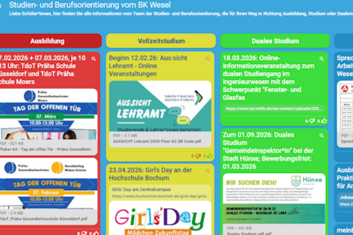 TaskCards - digitale Pinnwand des BK Wesel